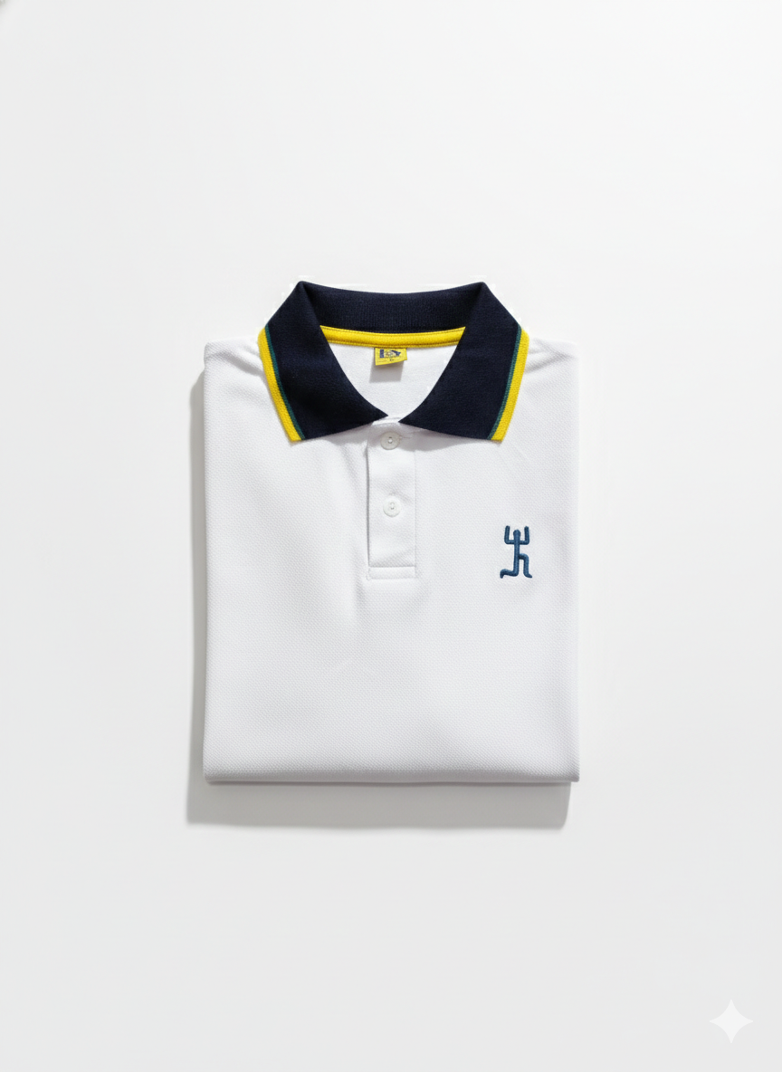 Polera Piqué Institucional Blanca Unisex - Colegio San Nicolás Diácono