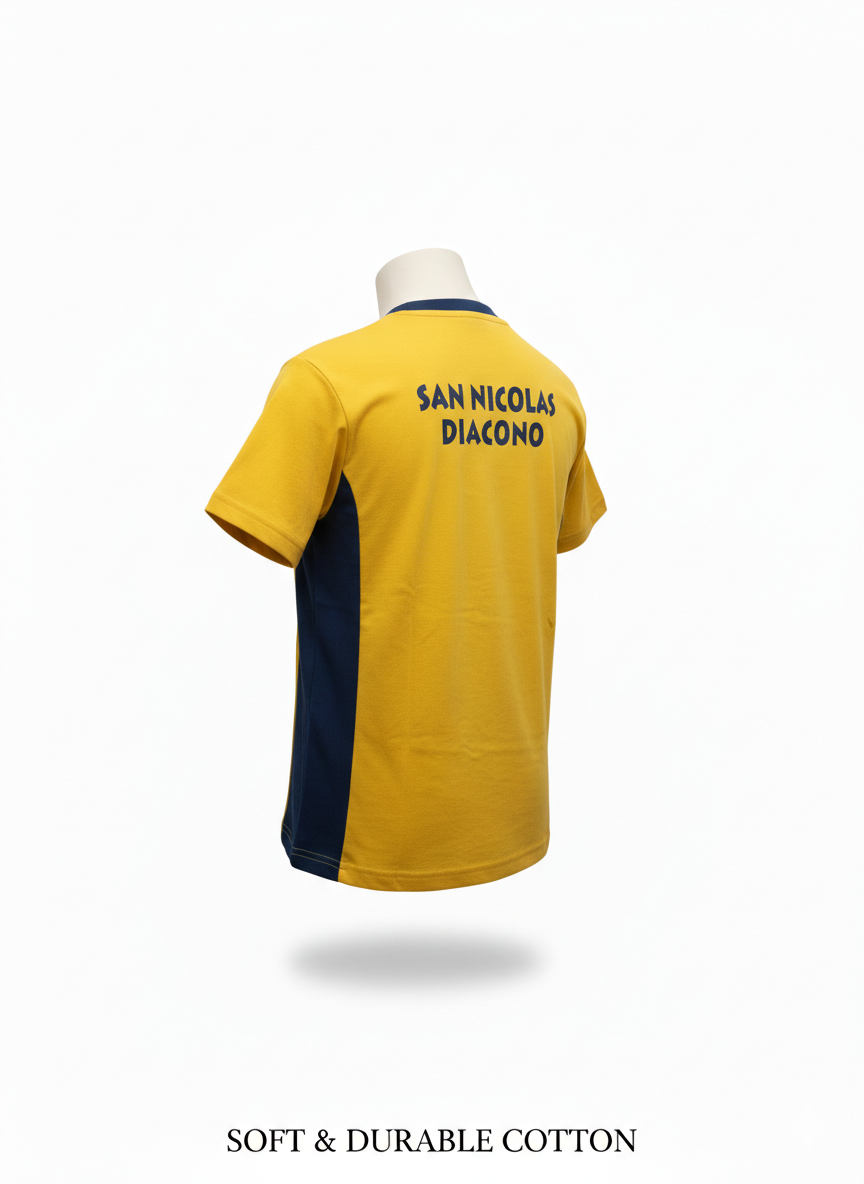 Polera Deportiva Algodón Nacional Amarilla Oro Manga Corta - Colegio San Nicolás Diácono