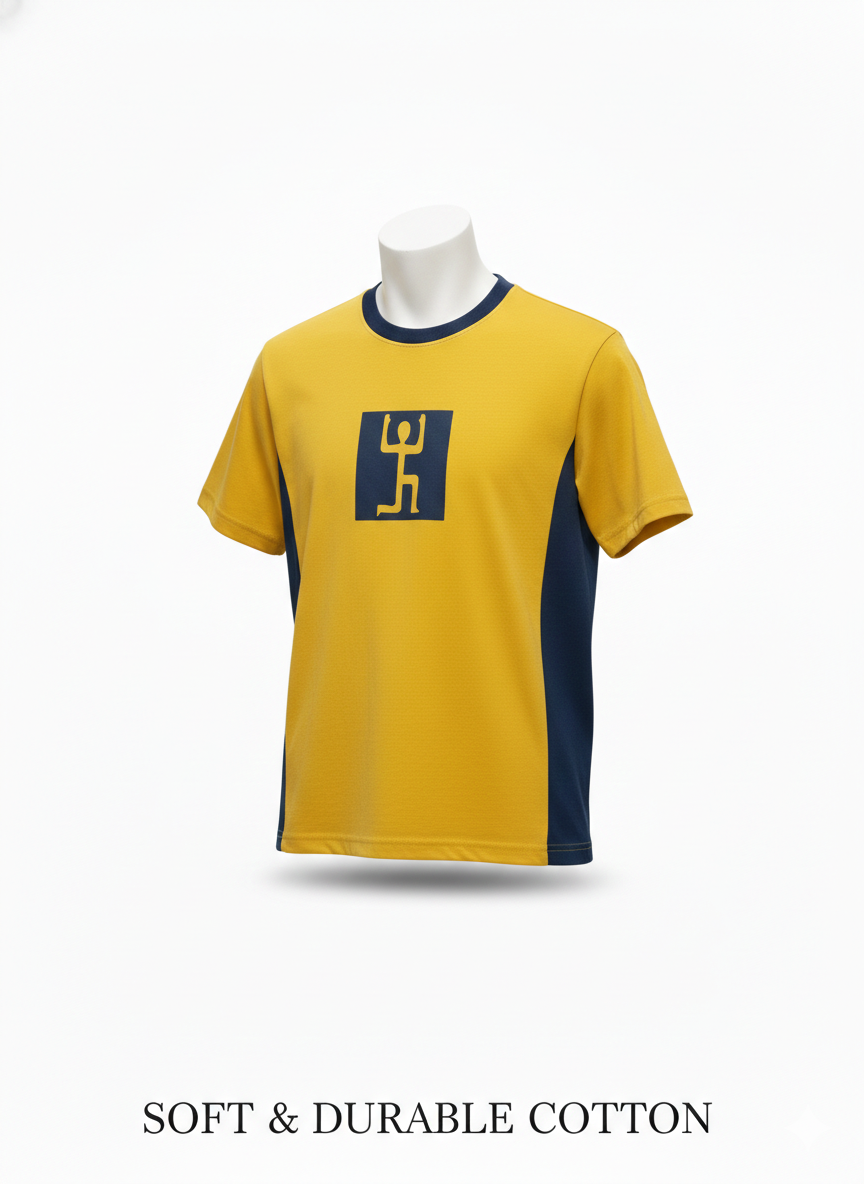 Polera Deportiva Algodón Nacional Amarilla Oro Manga Corta - Colegio San Nicolás Diácono